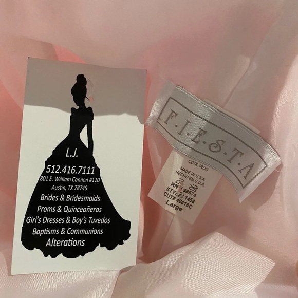 NWT Fiesta Formal Prom Evening Gown Dress Pink Beads Strapless Large - Picture 7 of 10